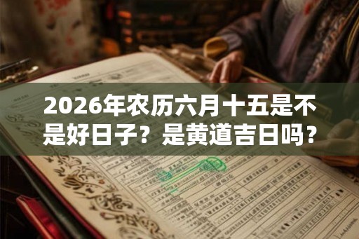 2026年农历六月十五是不是好日子？是黄道吉日吗？