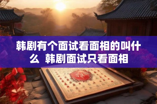 韩剧有个面试看面相的叫什么  韩剧面试只看面相