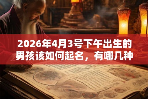 2026年4月3号下午出生的男孩该如何起名，有哪几种方法？