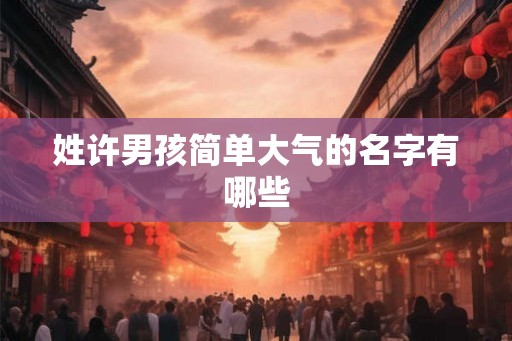 姓许男孩简单大气的名字有哪些