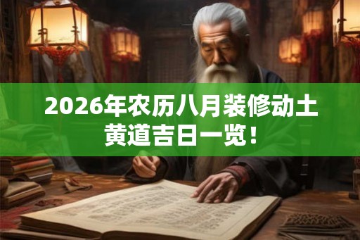 2026年农历八月装修动土黄道吉日一览! 2026年农历八月装修动土黄道吉日一览!