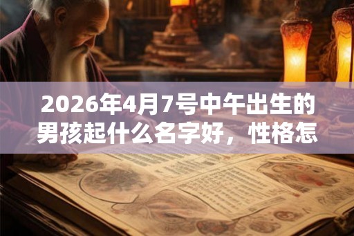 2026年4月7号中午出生的男孩起什么名字好，性格怎么样？