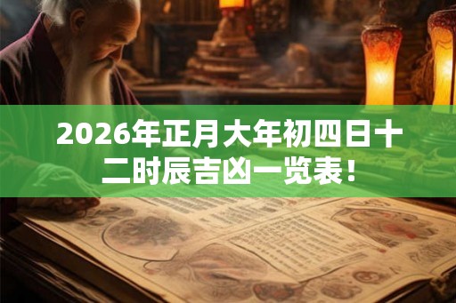 2026年正月大年初四日十二时辰吉凶一览表! 2026年正月大年初四日十二时辰吉凶一览表!