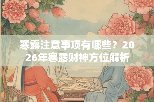 寒露注意事项有哪些？2026年寒露财神方位解析