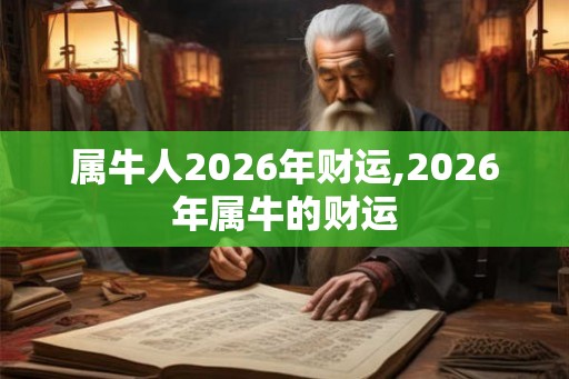 属牛人2026年财运,2026年属牛的财运