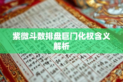 紫微斗数排盘巨门化权含义解析