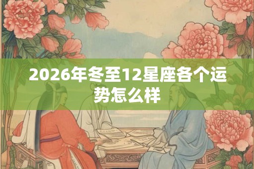 2026年冬至12星座各个运势怎么样