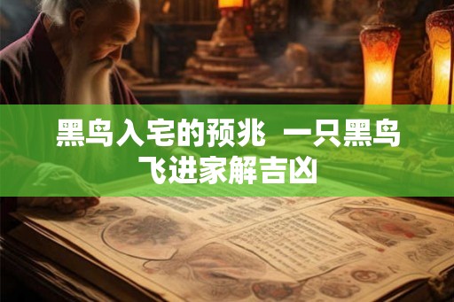 黑鸟入宅的预兆  一只黑鸟飞进家解吉凶