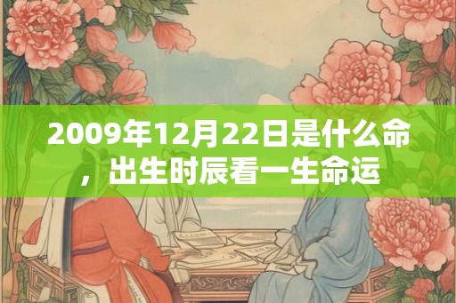 2009年12月22日是什么命，出生时辰看一生命运