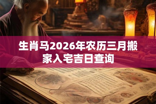 生肖马2026年农历三月搬家入宅吉日查询