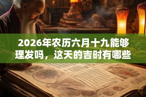 2026年农历六月十九能够理发吗，这天的吉时有哪些？