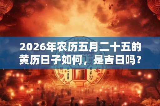 2026年农历五月二十五的黄历日子如何，是吉日吗？