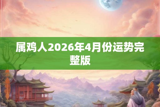 属鸡人2026年4月份运势完整版