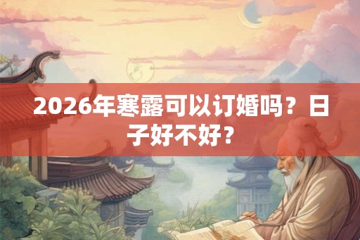 2026年寒露可以订婚吗？日子好不好？
