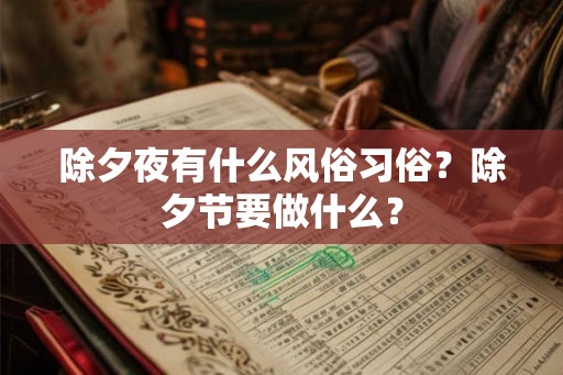 除夕夜有什么风俗习俗？除夕节要做什么？