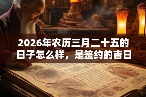 2026年农历三月二十五的日子怎么样，是签约的吉日吗？