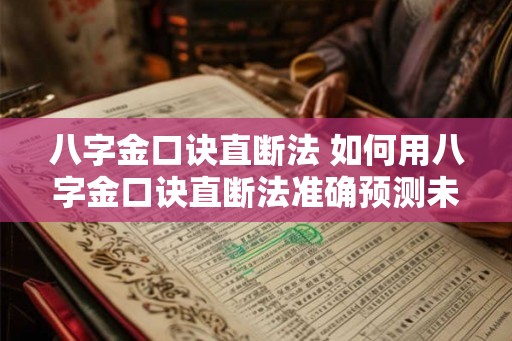 八字金口诀直断法 如何用八字金口诀直断法准确预测未来