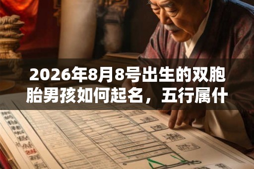 2026年8月8号出生的双胞胎男孩如何起名，五行属什么
