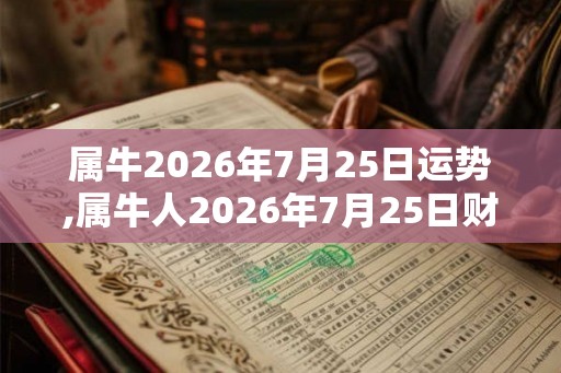属牛2026年7月25日运势,属牛人2026年7月25日财运,生肖牛2026年7月25日运势