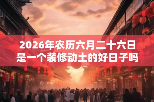2026年农历六月二十六日是一个装修动土的好日子吗？
