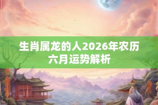 生肖属龙的人2026年农历六月运势解析