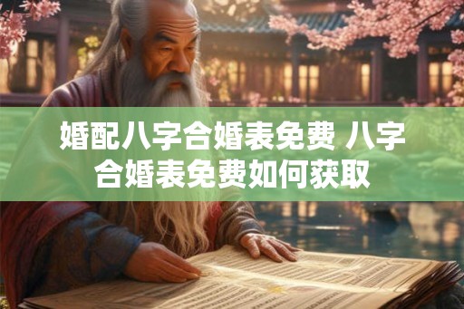 婚配八字合婚表免费 八字合婚表免费如何获取