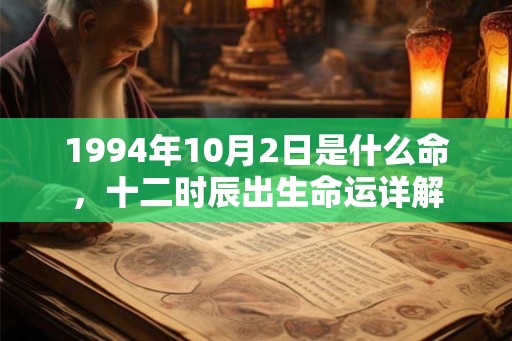1994年10月2日是什么命，十二时辰出生命运详解