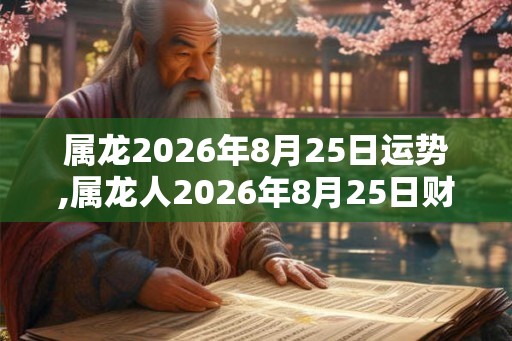 属龙2026年8月25日运势,属龙人2026年8月25日财运,生肖龙2026年8月25日运势