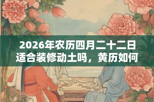 2026年农历四月二十二日适合装修动土吗，黄历如何？