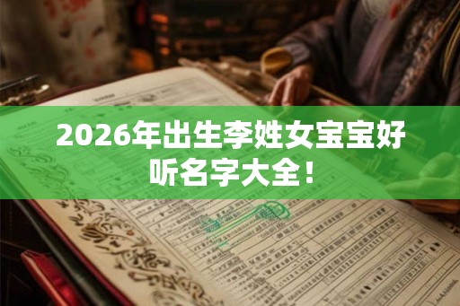 2026年出生李姓女宝宝好听名字大全！