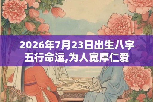 2026年7月23日出生八字五行命运,为人宽厚仁爱