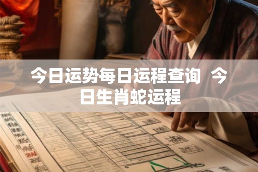 今日运势每日运程查询  今日生肖蛇运程
