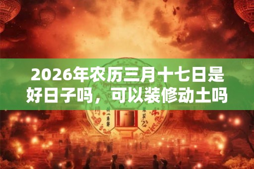 2026年农历三月十七日是好日子吗，可以装修动土吗？