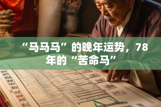 “马马马”的晚年运势,78年的“苦命马” “马马马”的晚年运势,78年的“苦命马”