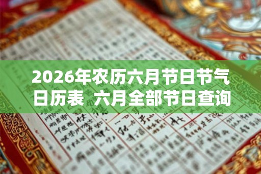 2026年农历六月节日节气日历表  六月全部节日查询