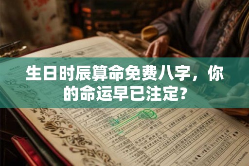 生日时辰算命免费八字，你的命运早已注定？