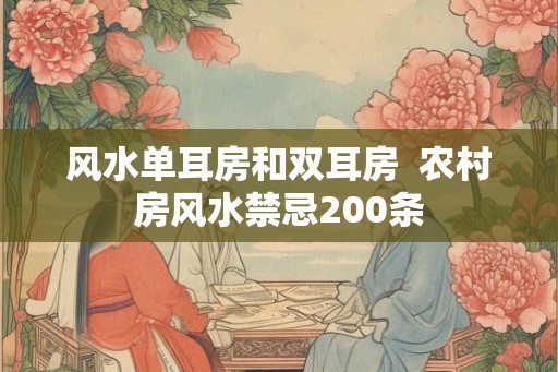 风水单耳房和双耳房  农村房风水禁忌200条