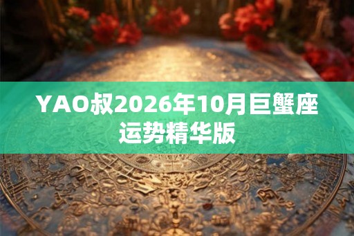 YAO叔2026年10月巨蟹座运势精华版