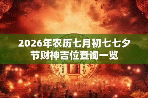 2026年农历七月初七七夕节财神吉位查询一览