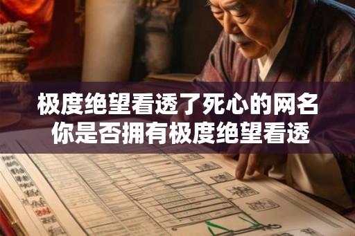 极度绝望看透了死心的网名 你是否拥有极度绝望看透了死心的网名