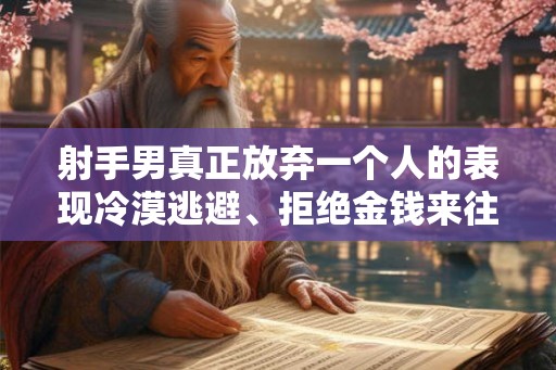 射手男真正放弃一个人的表现冷漠逃避、拒绝金钱来往和找新的玩伴