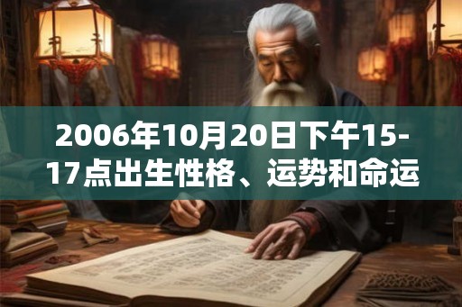 2006年10月20日下午15-17点出生性格、运势和命运
