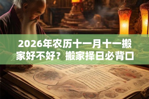 2026年农历十一月十一搬家好不好？搬家择日必背口诀