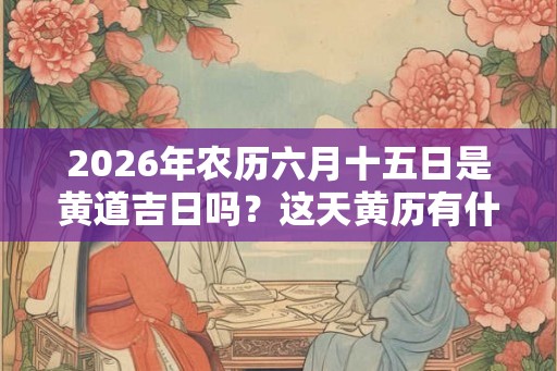 2026年农历六月十五日是黄道吉日吗？这天黄历有什么宜忌内容？
