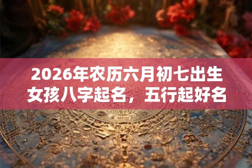 2026年农历六月初七出生女孩八字起名，五行起好名字大全