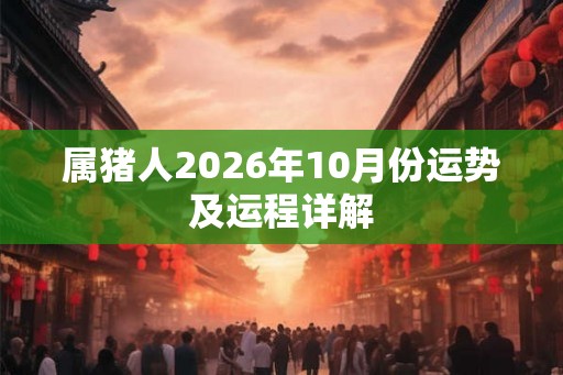 属猪人2026年10月份运势及运程详解