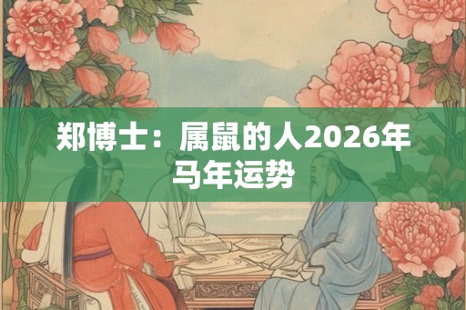 郑博士：属鼠的人2026年马年运势