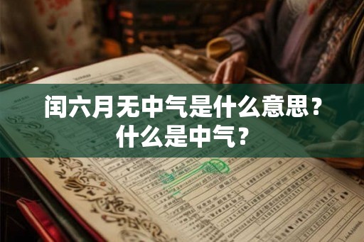闰六月无中气是什么意思？什么是中气？