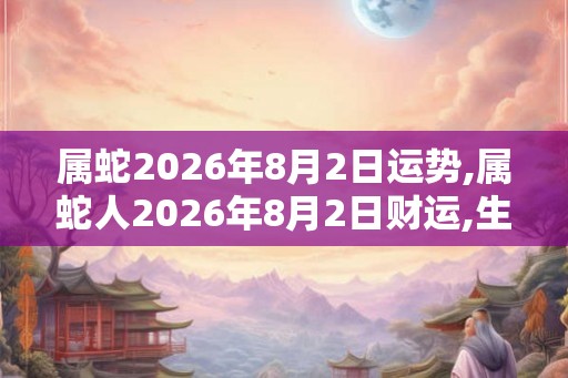 属蛇2026年8月2日运势,属蛇人2026年8月2日财运,生肖蛇2026年8月2日运势