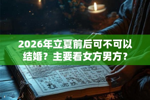 2026年立夏前后可不可以结婚？主要看女方男方？